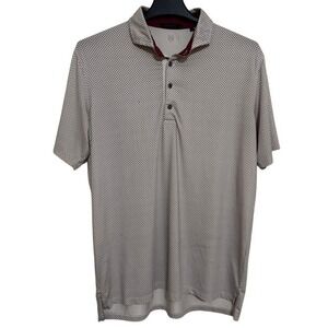 Greyson Golf Polo Shirt Mens L Performance AOP Polka Dot Squares Peru Made READ